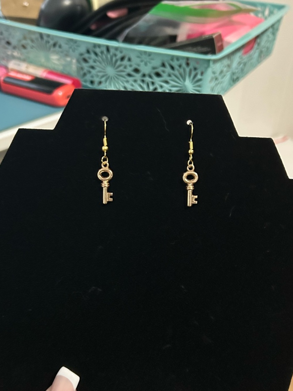 Delicate Gold Key Drop Earrings for Women